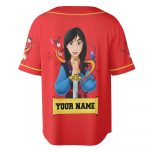 Personalize Mulan Red Yellow, Adult Disney Baseball Jersey Sports Outfits Cute Gifts For Fans Disney