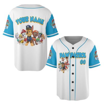 Custom Paw Patrol Kids Name Jersey Shirt, Youth, Adult 3D Disney Baseball Jersey Outfits Cute Gift For Fans Disney