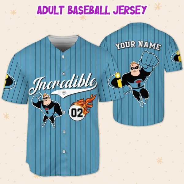Personalize Incredible Go Ahead Blue Black, Adult Disney Baseball Jersey Sports Outfits Cute Gifts For Fans Disney