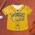 Pikachu Pokemon Cartoon Personalized Baseball Jersey