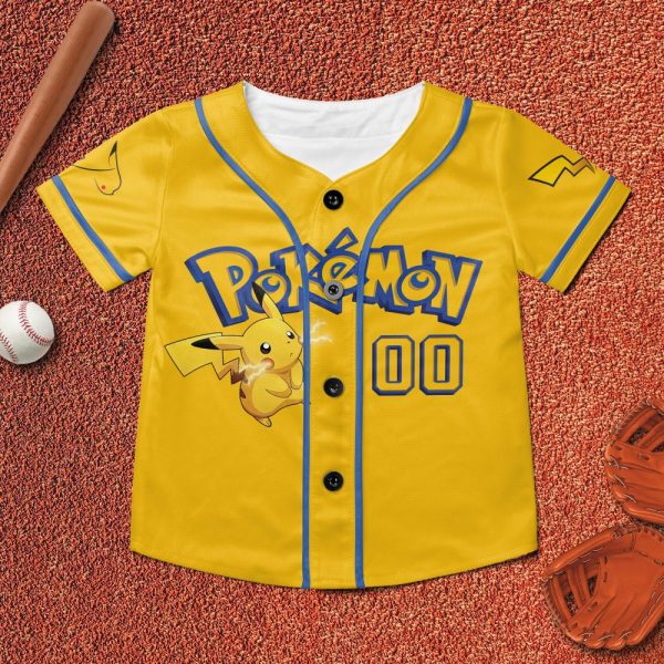 Pikachu Pokemon Cartoon Personalized Baseball Jersey
