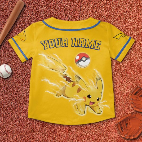 Pikachu Pokemon Cartoon Personalized Baseball Jersey