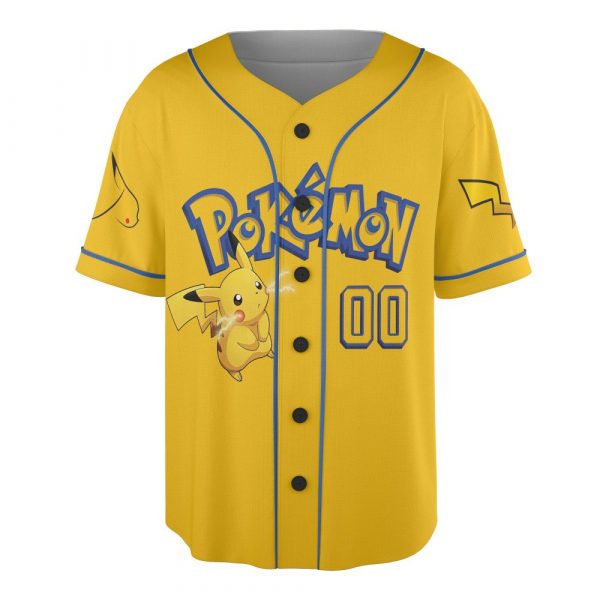 Pikachu Pokemon Cartoon Personalized Baseball Jersey