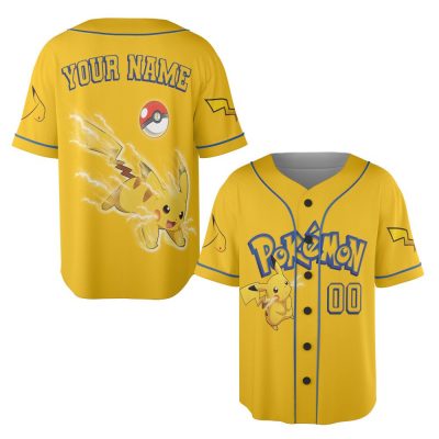 Pikachu Pokemon Cartoon Personalized Baseball Jersey