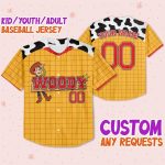 Custom Toy Story Woody Fun Baseball Jersey, Matching Baseball Team Outfit, Adult Youth Toddler Jersey, Toy Story Jersey,Gift For Disney Fans