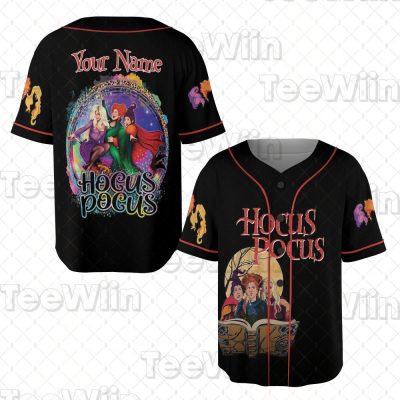 Custom Hocus Pocus Baseball Jersey, Sanderson Sisters Jersey Team, Horror Halloween Jersey Shirt, Hocus Pocus Horror Character Shirt