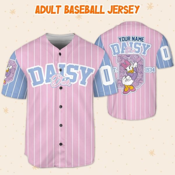 Personalize Custom D Daisy Duck 1934, Custom Name Disney Game Day Kid Adult Toddler Baseball Jersey Team, Disneyland Family Matching Outfits