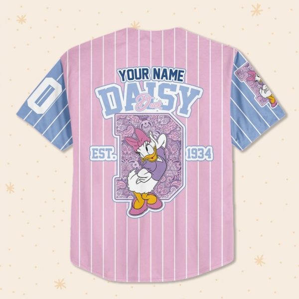 Personalize Custom D Daisy Duck 1934, Custom Name Disney Game Day Kid Adult Toddler Baseball Jersey Team, Disneyland Family Matching Outfits
