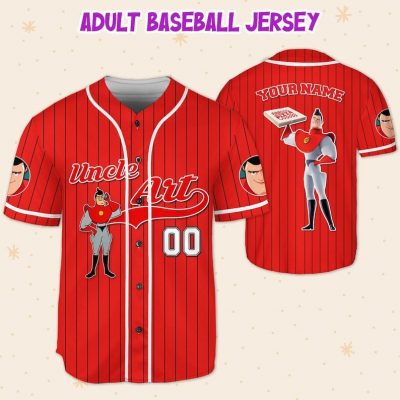 Personalize Uncle Art Jersey Red White, Meet The Robinsons Disneyland Family Jersey, Baseball Jersey Team, Birthday Gift For Fans