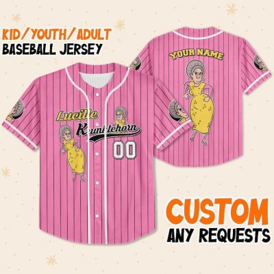 Personalize Lucille Krunklehorn Jersey Pink White, Meet The Robinsons Disneyland Family Jersey, Baseball Jersey Team, Birthday Gift For Fans