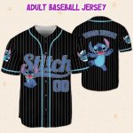 Personalize Disney Stitch Happy Striped Black, Custom Kid Youth Adult Disney Jersey, Disney Baseball Jersey, Stitch Birthday Gift Stitch Fan