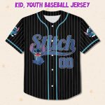 Personalize Disney Stitch Happy Striped Black, Custom Kid Youth Adult Disney Jersey, Disney Baseball Jersey, Stitch Birthday Gift Stitch Fan