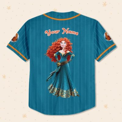 Personalize Princess Merida Blue Dark Orange, Custom Kid Youth Adult Baseball Jersey, Disney Birthday Gift, Cute Gift Disneyland Princess