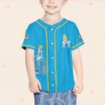 Personalize Princess Cinderella Blue Yellow, Custom Name Kid Birthday Gift, Disneyland Family Trip Outfit, Disney Princess Baseball Jersey