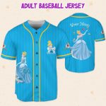 Personalize Princess Cinderella Blue Yellow, Custom Name Kid Birthday Gift, Disneyland Family Trip Outfit, Disney Princess Baseball Jersey