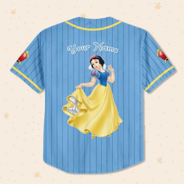 Personalize Princess Snow Blue White, Snow White And Seven Dwarfs Baseball Jersey Family, Disneyland Princess Birthday Gift Disney Girl Trip