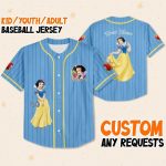 Personalize Princess Snow Blue White, Snow White And Seven Dwarfs Baseball Jersey Family, Disneyland Princess Birthday Gift Disney Girl Trip