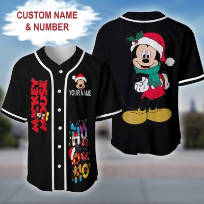 Custom Disney Mickey Christmas Baseball Jersey Shirt