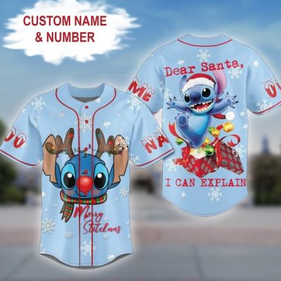 Personalized Stitch Disney Christmas Baseball Jersey