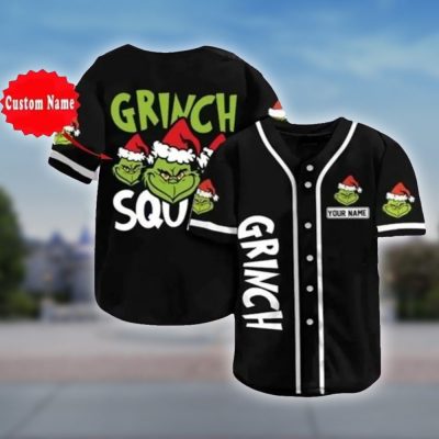 Personalized Christmas Grinch Funny Character Baseball Jersey
