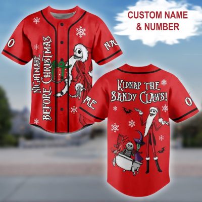 Personalized Jack Skellington Christmas Baseball Jersey