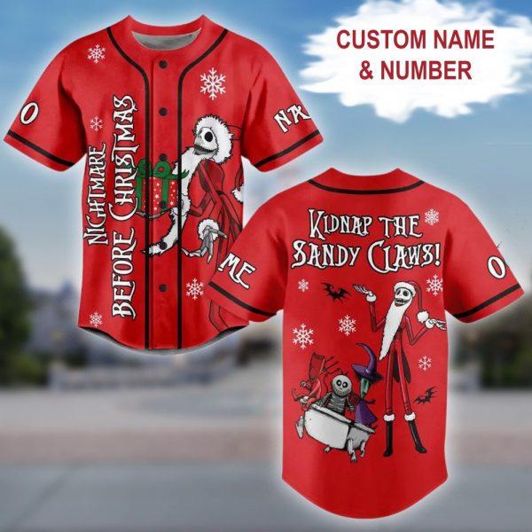 Personalized Jack Skellington Christmas Baseball Jersey