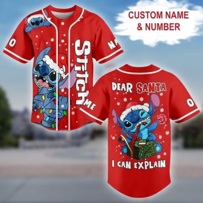 Christmas Stitch Dear Santa Jersey Shirt, Custom Stitch Baseball Jersey