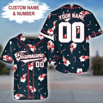 Personalized Christmas Tree Snowman Gingerbread Christmas Baseball Jersey