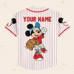 Personalize Disney Mickey Play Baseball Red Custom Kid Youth Adult Disney Jersey, Baseball Jersey, Mickey Mouse Jersey, Gift For Disney Fans