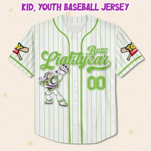 Custom Disney Toy Story Buzz Lightyear Baseball, Custom Kids, Youth, Adult Disney Baseball Jersey Outfits Cute Pixar Toy Story Gift For Fan