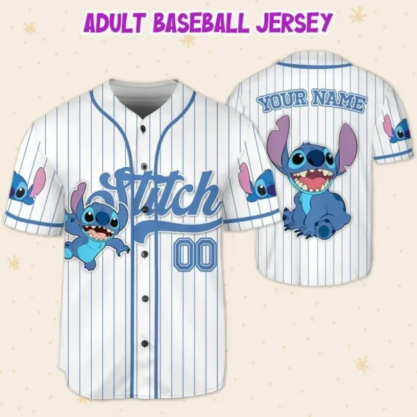 Custom Disney Lilo And Stitch Stitch Baseball, Custom Kid Youth Adult Disney Jersey, Disney Baseball Jersey, Stitch Birthday Gift Stitch Fan