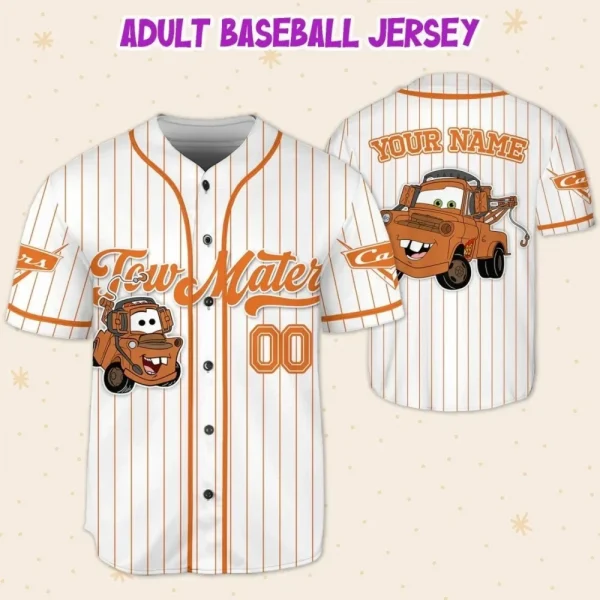 Custom Disney Cars Lightning Tow Mater Baseball, Custom Cars Baseball Jersey Team, Personalized Disney Baseball Team Outfit, Cars Land Tee