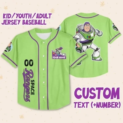 Personalize Buzz Lightyear Custom Kids, Youth, Adult Disney Baseball Jersey Sports Outfits Cute Gifts For Fans Disney