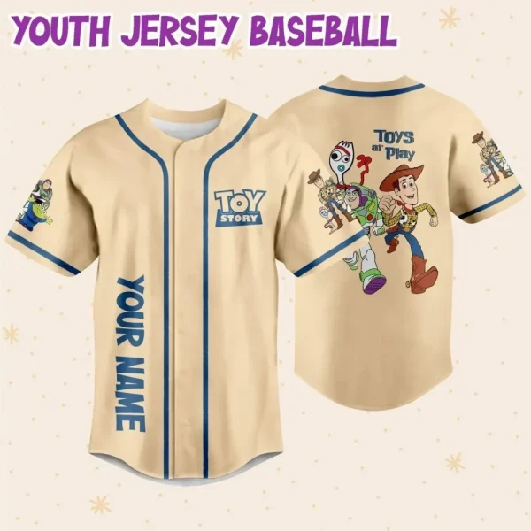 Personalize Toy Story Toys At Play Custom Kids, Youth, Adult Disney Baseball Jersey Sports Outfits Cute Gifts For Fans Disney