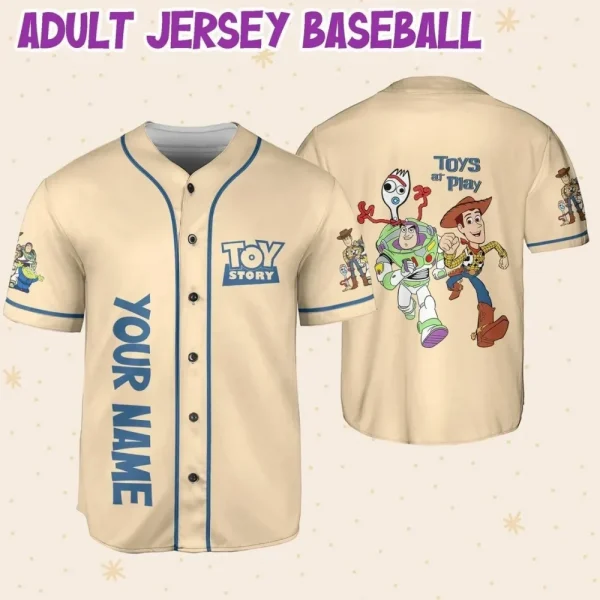 Personalize Toy Story Toys At Play Custom Kids, Youth, Adult Disney Baseball Jersey Sports Outfits Cute Gifts For Fans Disney