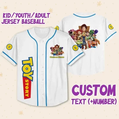 Personalize Toy Story Team Custom Kids, Youth, Adult Disney Baseball Jersey Sports Outfits Cute Gifts For Fans Disney