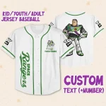 Personalize Buzz Lightyear Space Buzz Green White Dark Custom Kids, Youth, Adult 3D Disney Baseball Jersey Outfits Cute Gift For Fans Disney