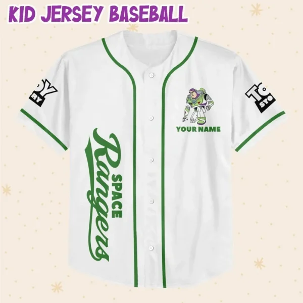 Personalize Buzz Lightyear Space Buzz Green White Dark Custom Kids, Youth, Adult 3D Disney Baseball Jersey Outfits Cute Gift For Fans Disney