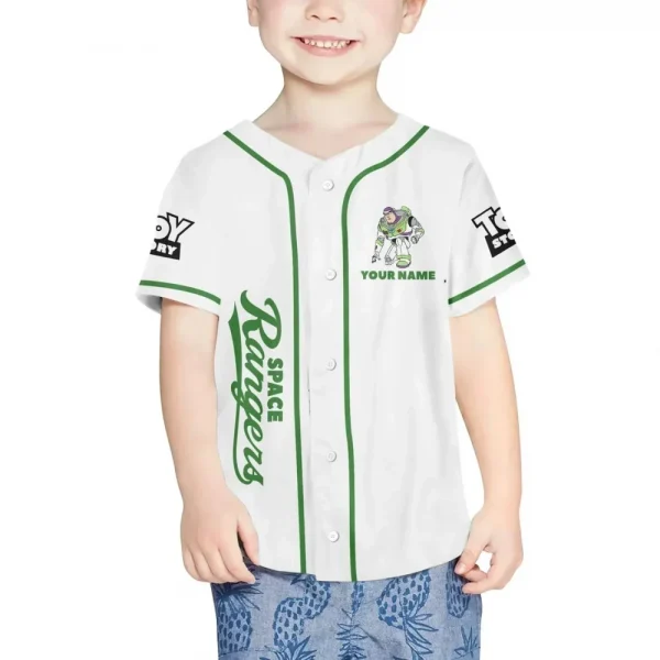 Personalize Buzz Lightyear Space Buzz Green White Dark Custom Kids, Youth, Adult 3D Disney Baseball Jersey Outfits Cute Gift For Fans Disney