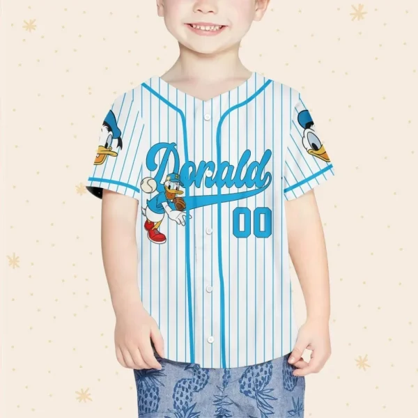 Personalize Disney Donald Duck Baseball Custom Kid Youth Adult Disney Jersey Donald Duck Jersey, Disney Baseball Jersey Gift For Disney Fans