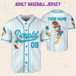 Personalize Disney Donald Duck Baseball Custom Kid Youth Adult Disney Jersey Donald Duck Jersey, Disney Baseball Jersey Gift For Disney Fans