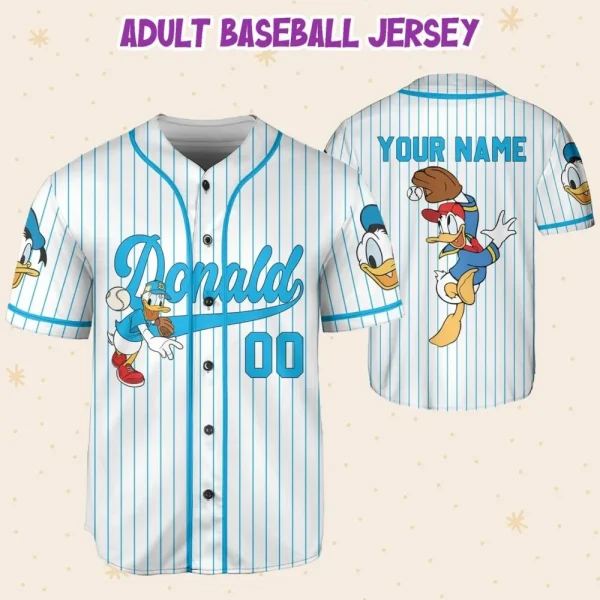Personalize Disney Donald Duck Baseball Custom Kid Youth Adult Disney Jersey Donald Duck Jersey, Disney Baseball Jersey Gift For Disney Fans