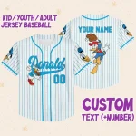 Personalize Disney Donald Duck Baseball Custom Kid Youth Adult Disney Jersey Donald Duck Jersey, Disney Baseball Jersey Gift For Disney Fans