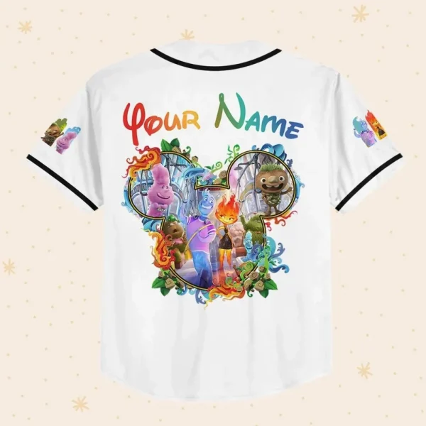 Personalize Disney Pixar Elenmental Mickey Head Jersey, Custom Disney Jersey, Pixar Elemental, Disney Family Shirt, Disneyworld Shirts