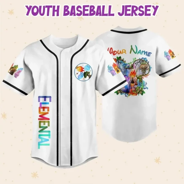 Personalize Disney Pixar Elenmental Mickey Head Jersey, Custom Disney Jersey, Pixar Elemental, Disney Family Shirt, Disneyworld Shirts