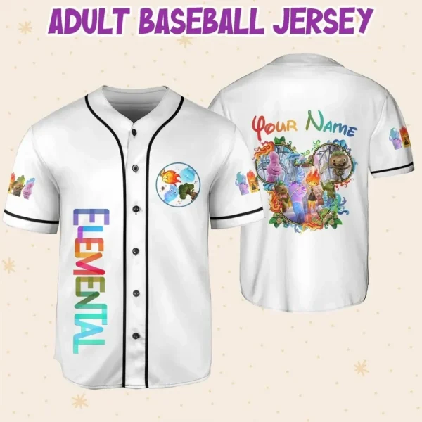 Personalize Disney Pixar Elenmental Mickey Head Jersey, Custom Disney Jersey, Pixar Elemental, Disney Family Shirt, Disneyworld Shirts