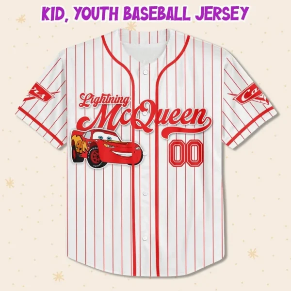Custom Disney Cars Lightning Mcqueen Baseball, Custom Cars Baseball Jersey Team, Personalized Disney Baseball Team Outfit, Cars Land Tee