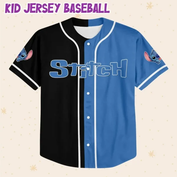 Personalize Stitch Black Blue Horizontal Text Custom Kids, Youth, Adult Disney Baseball Jersey Sports Cute Gifts For Fans Disney