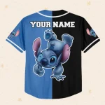 Personalize Stitch Black Blue Horizontal Text Custom Kids, Youth, Adult Disney Baseball Jersey Sports Cute Gifts For Fans Disney