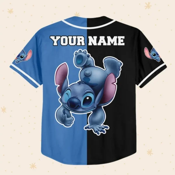 Personalize Stitch Black Blue Horizontal Text Custom Kids, Youth, Adult Disney Baseball Jersey Sports Cute Gifts For Fans Disney